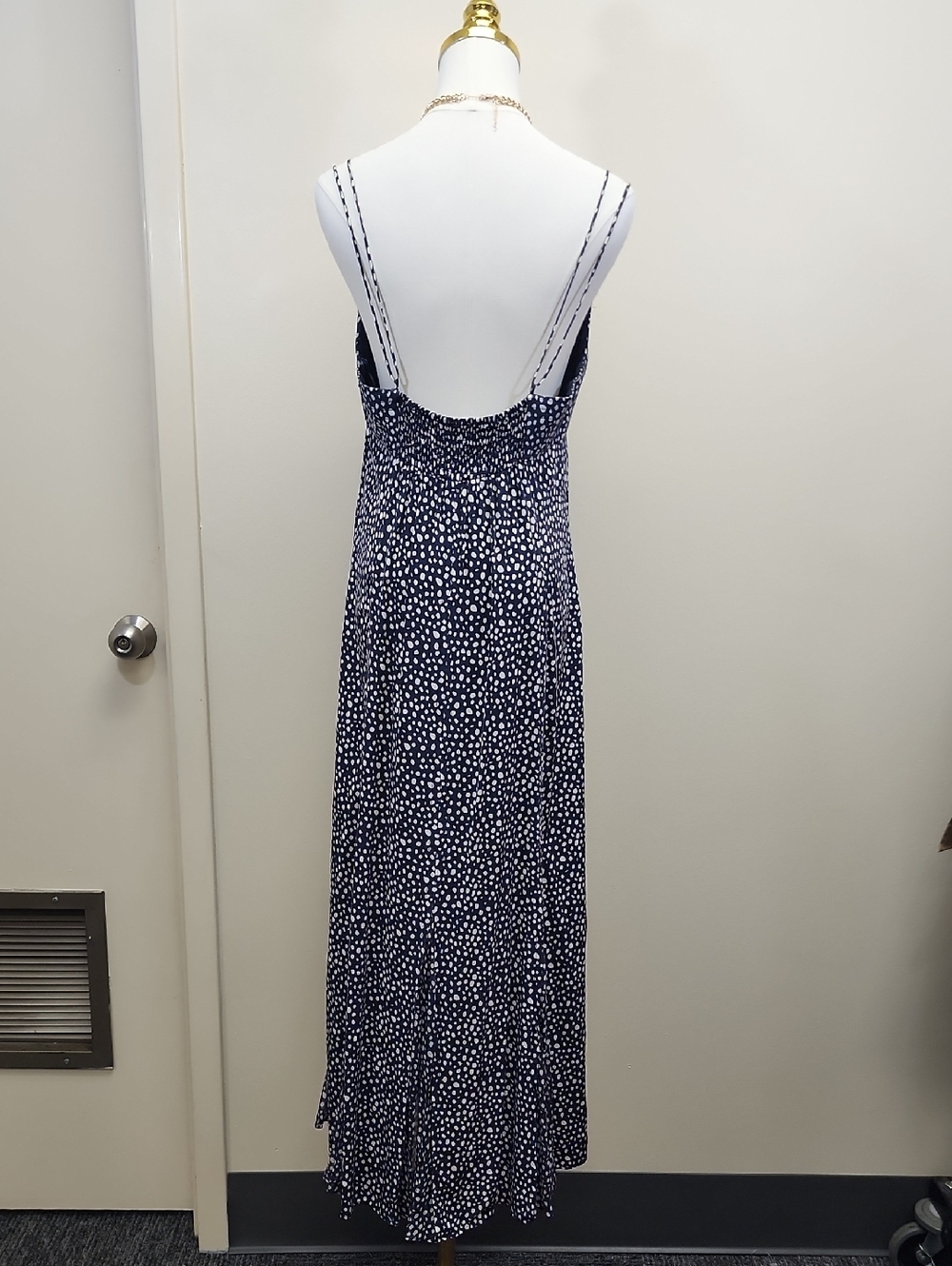 La Ligne Silk Chiffon Polka Dot Midi Dress Spaghetti Strap XL Extra Large - Picture 3 of 12